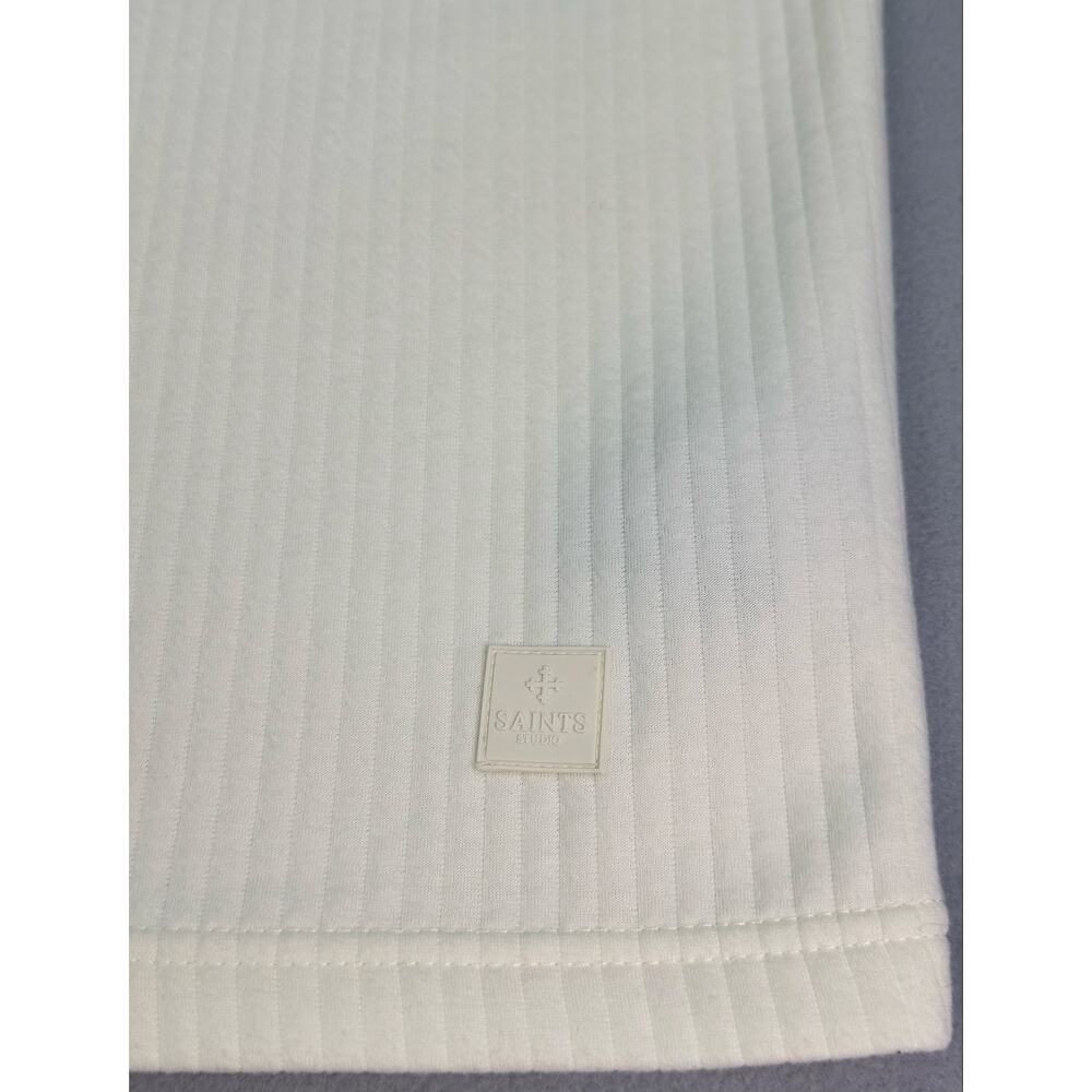 Saints Studio Ivory Ribbed Knit Regular Fit T Shirt Short Sleeve Mens Size Small - Picture 5 of 10